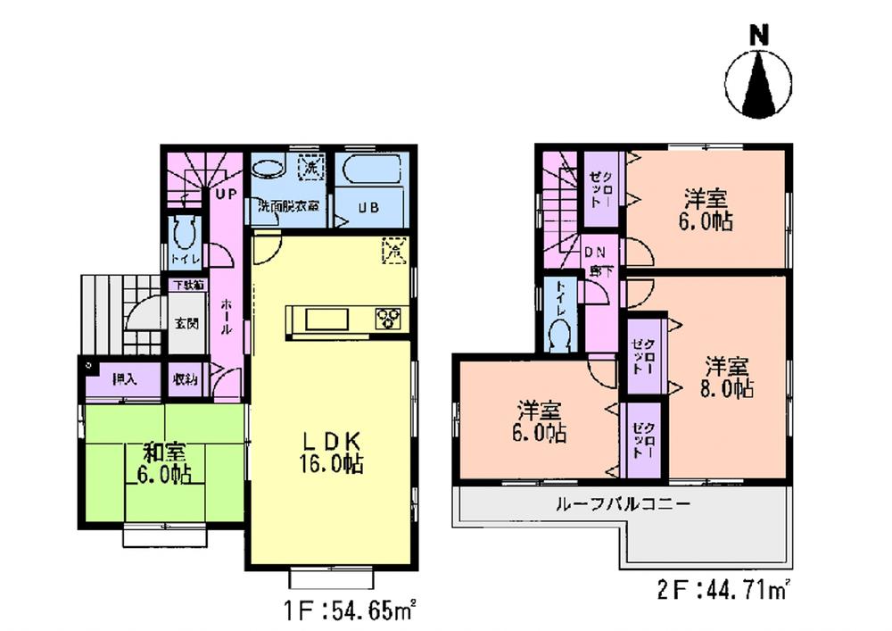 Floor plan. (Koyawata 9th 1 Building), Price 25,800,000 yen, 4LDK, Land area 131.83 sq m , Building area 99.36 sq m