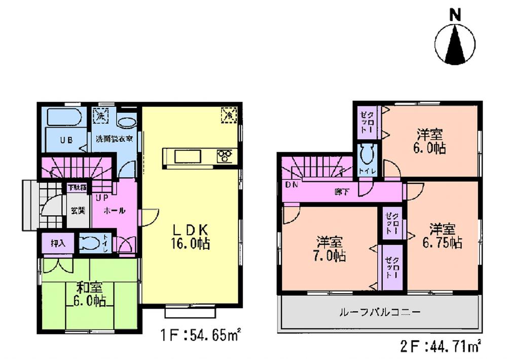 Floor plan. (Koyawata 9th 2 Building), Price 24,800,000 yen, 4LDK, Land area 130.14 sq m , Building area 99.36 sq m