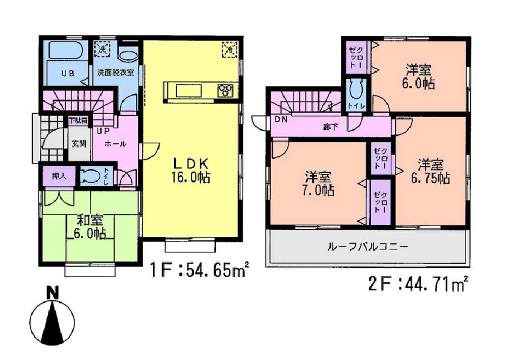 Floor plan. (Koyawata 9th 3 Building), Price 24,800,000 yen, 4LDK, Land area 126.84 sq m , Building area 99.36 sq m