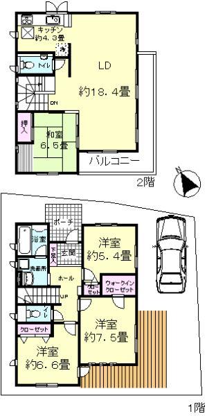 Floor plan. 34,900,000 yen, 4LDK, Land area 122.73 sq m , Building area 111.43 sq m