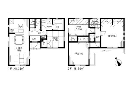 Floor plan. 24,800,000 yen, 4LDK, Land area 120.08 sq m , Building area 92.34 sq m