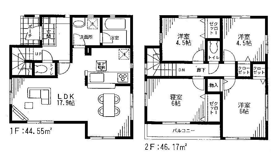 Floor plan. Price 27,800,000 yen, 4LDK, Land area 151.8 sq m , Building area 90.72 sq m