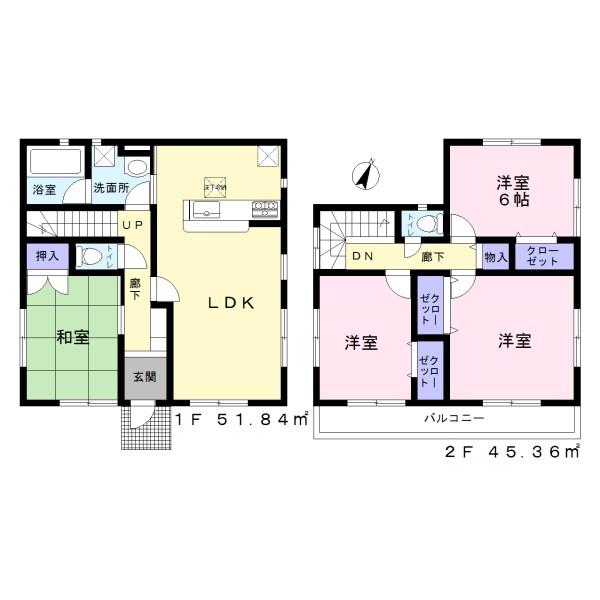 Floor plan. (Building 2), Price 31,800,000 yen, 4LDK, Land area 117.25 sq m , Building area 97.2 sq m