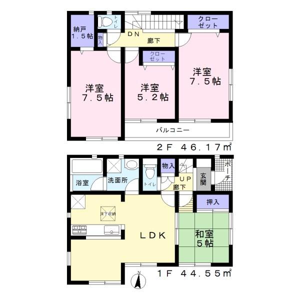 Floor plan. (3 Building), Price 27,800,000 yen, 4LDK+S, Land area 115.52 sq m , Building area 90.72 sq m