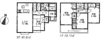 Floor plan. (Building 2), Price 25,800,000 yen, 4LDK, Land area 131.62 sq m , Building area 99.78 sq m