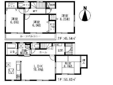 Floor plan. (3 Building), Price 23,900,000 yen, 4LDK, Land area 134.54 sq m , Building area 99.36 sq m