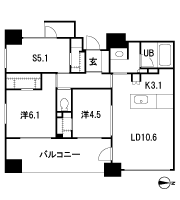 Floor: 2LD ・ K + S + 3WIC, occupied area: 66.96 sq m