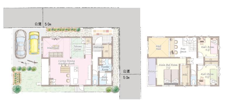 Building plan example (Perth ・ Introspection). NO.5 compartment reference plan