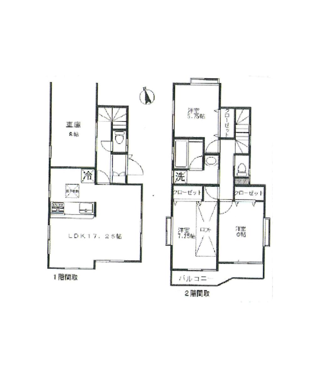 Floor plan. 21.5 million yen, 3LDK, Land area 101.99 sq m , Building area 98.82 sq m 1 floor spacious family of space.  Each of the second floor is a private space