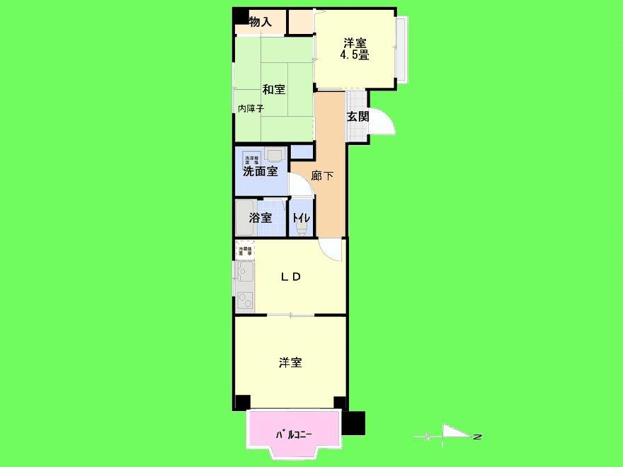 Floor plan. 3LDK, Price 7.5 million yen, Footprint 46.4 sq m , Balcony area 2.64 sq m