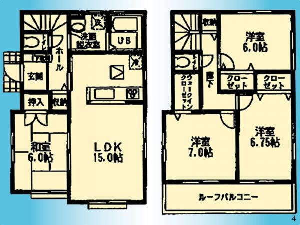 Floor plan. 25,300,000 yen, 4LDK, Land area 117.14 sq m , Building area 98.95 sq m