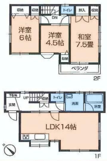 Floor plan. 29,800,000 yen, 3LDK, Land area 100.59 sq m , Building area 80.14 sq m