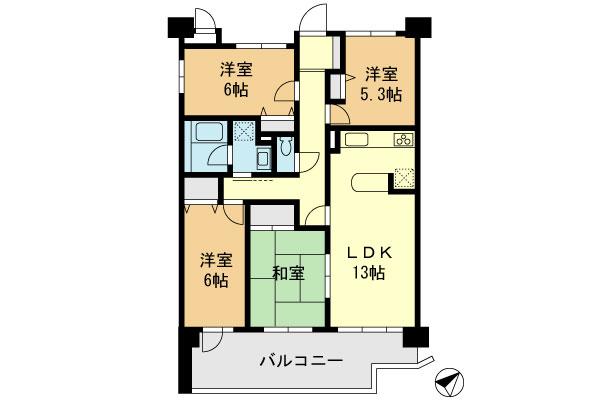 Floor plan. 4LDK, Price 23 million yen, Footprint 80.3 sq m , Balcony area 14.84 sq m 4LDK