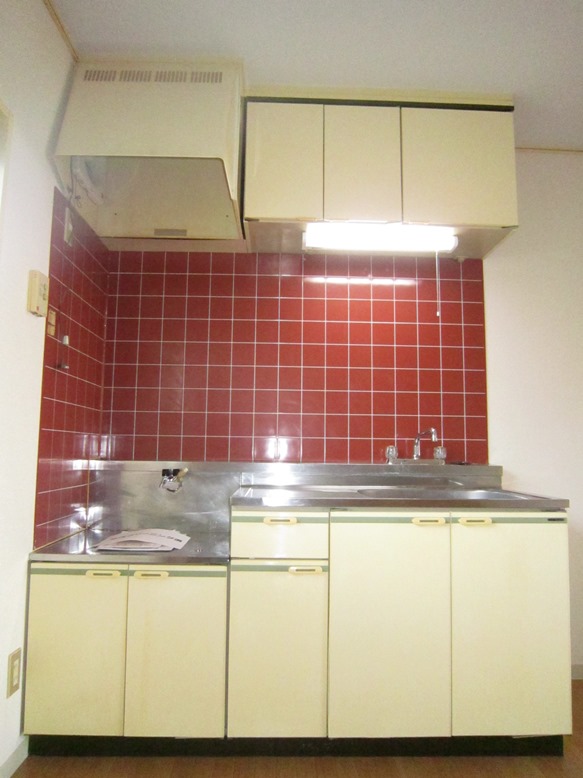 Kitchen. Gas stove installation Allowed fun dishes