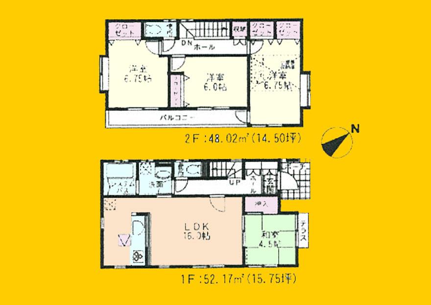Building plan example (floor plan). Building plan example (4 compartment) 4LDK, Land price 22,800,000 yen, Land area 100.11 sq m , Building price 35,800,000 yen, Building area 100.19 sq m