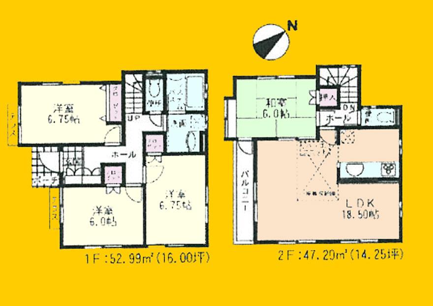 Building plan example (floor plan). Building plan example (7 compartment) 4LDK, Land price 18,800,000 yen, Land area 100.06 sq m , Building price 31,800,000 yen, Building area 100.19 sq m