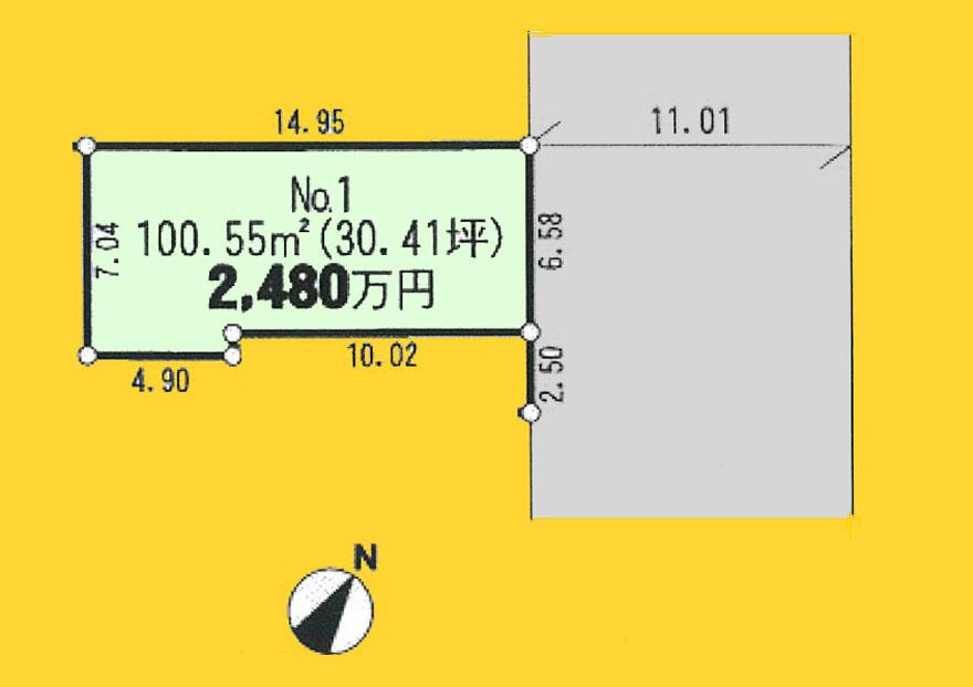 Compartment figure. Land price 24,800,000 yen, Land area 100.55 sq m