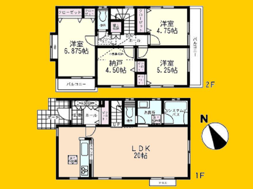 Floor plan. (1 Building), Price 32,800,000 yen, 3LDK+S, Land area 90.21 sq m , Building area 96.04 sq m