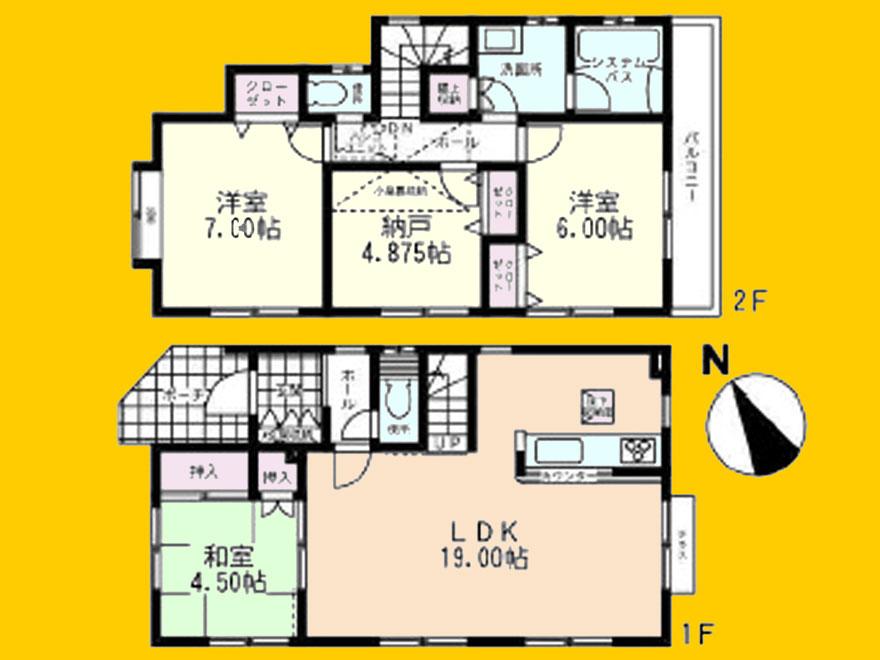 Floor plan. (6 Building), Price 33,500,000 yen, 3LDK+S, Land area 90.54 sq m , Building area 96.05 sq m