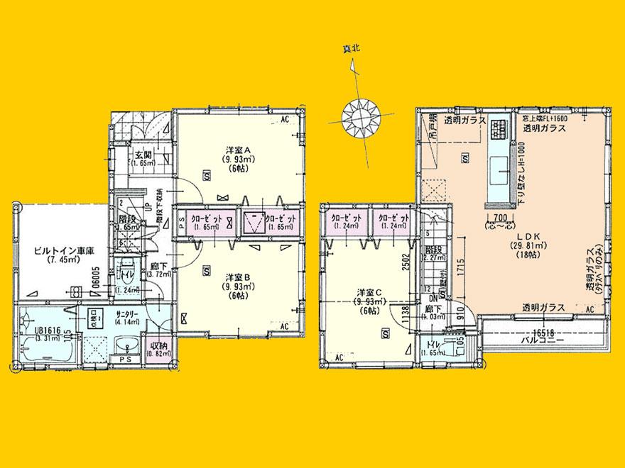 Floor plan. (1 Building), Price 32,800,000 yen, 3LDK, Land area 82.47 sq m , Building area 94.4 sq m