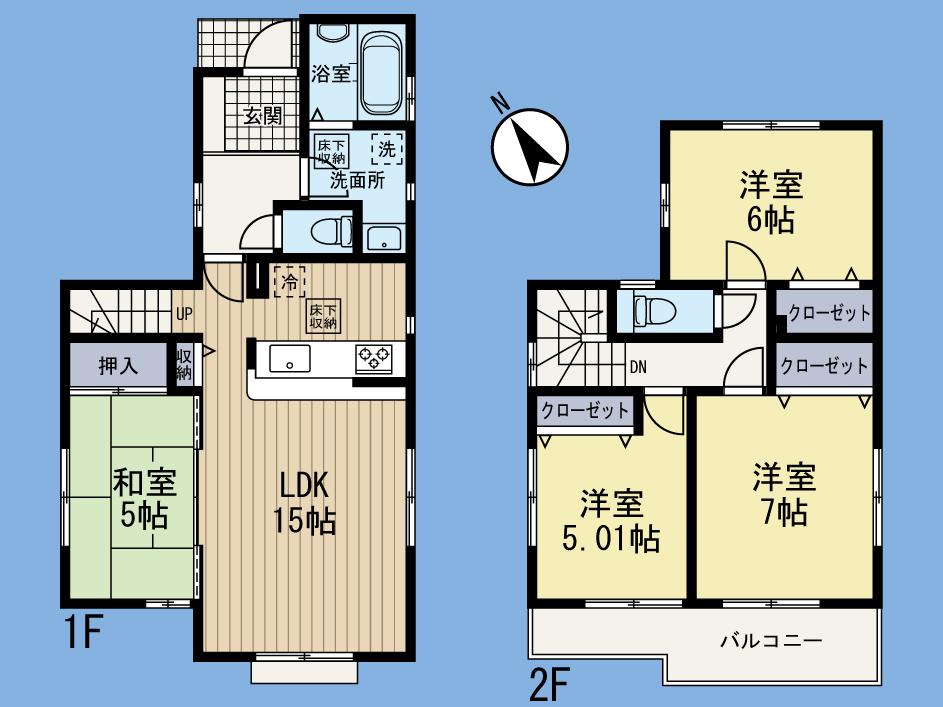 Floor plan. (1 Building), Price 32,800,000 yen, 4LDK, Land area 109 sq m , Building area 92.74 sq m