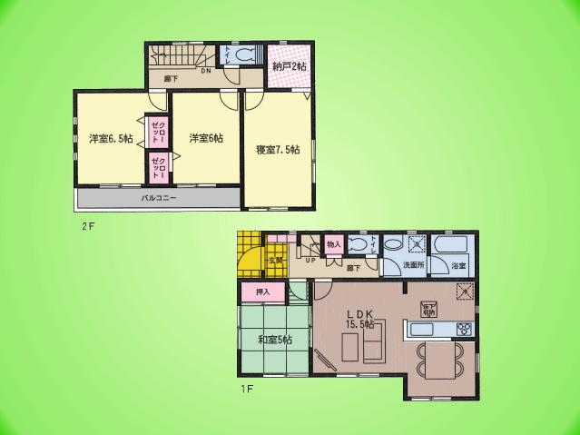 Floor plan. 39,800,000 yen, 4LDK, Land area 173.11 sq m , Bright residential of the building area 95.58 sq m Zenshitsuminami direction ☆