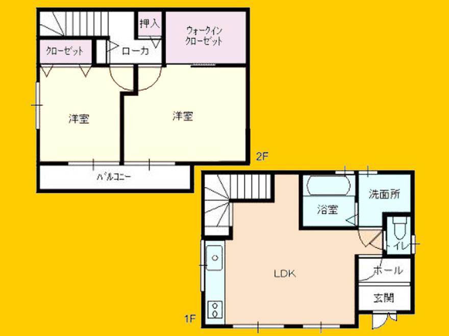 Floor plan. 21.5 million yen, 2LDK + S (storeroom), Land area 66.11 sq m , Building area 66.24 sq m