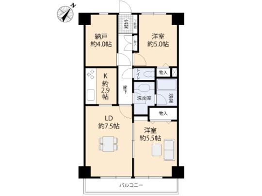 Floor plan. 2LDK, Price 14.5 million yen, Footprint 56 sq m , Balcony area 5.6 sq m floor plan