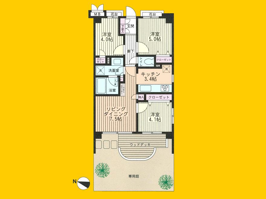 Floor plan. 3LDK, Price 16.3 million yen, Footprint 54 sq m