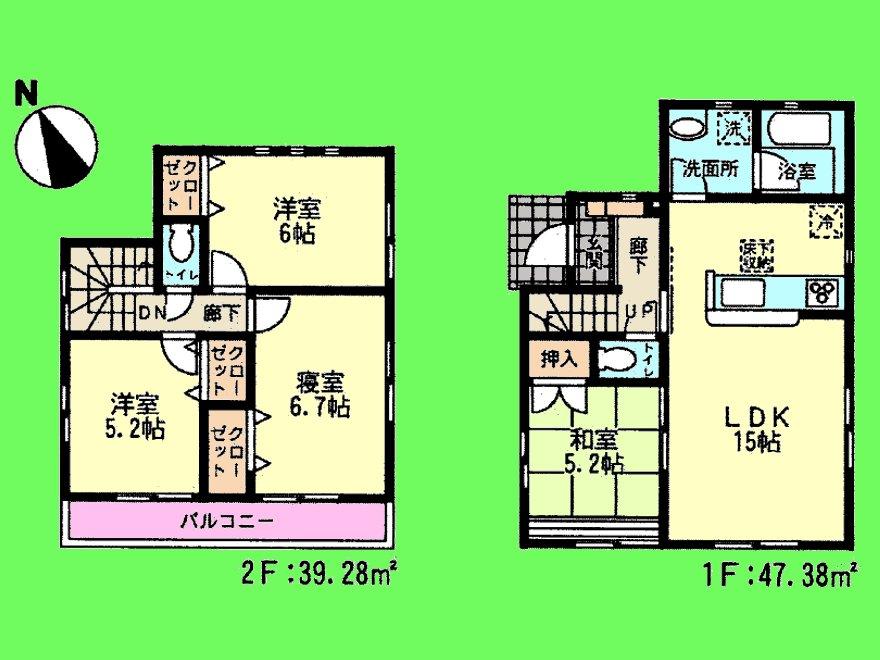 Floor plan. (1 Building), Price 29,800,000 yen, 4LDK, Land area 120.18 sq m , Building area 86.66 sq m