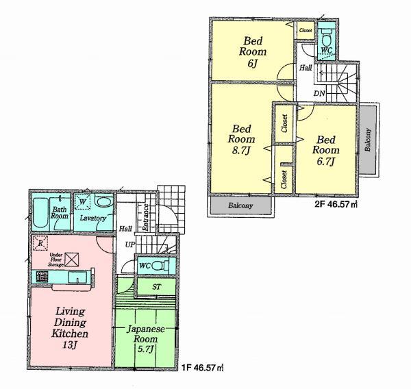 Floor plan. 27.5 million yen, 4LDK, Land area 125 sq m , Building area 108.14 sq m