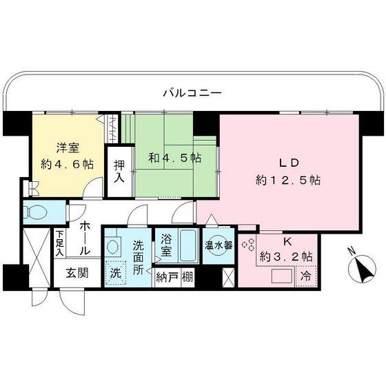 Floor plan. 2LDK, Price 11 million yen, Occupied area 63.33 sq m , Balcony area 16.05 sq m