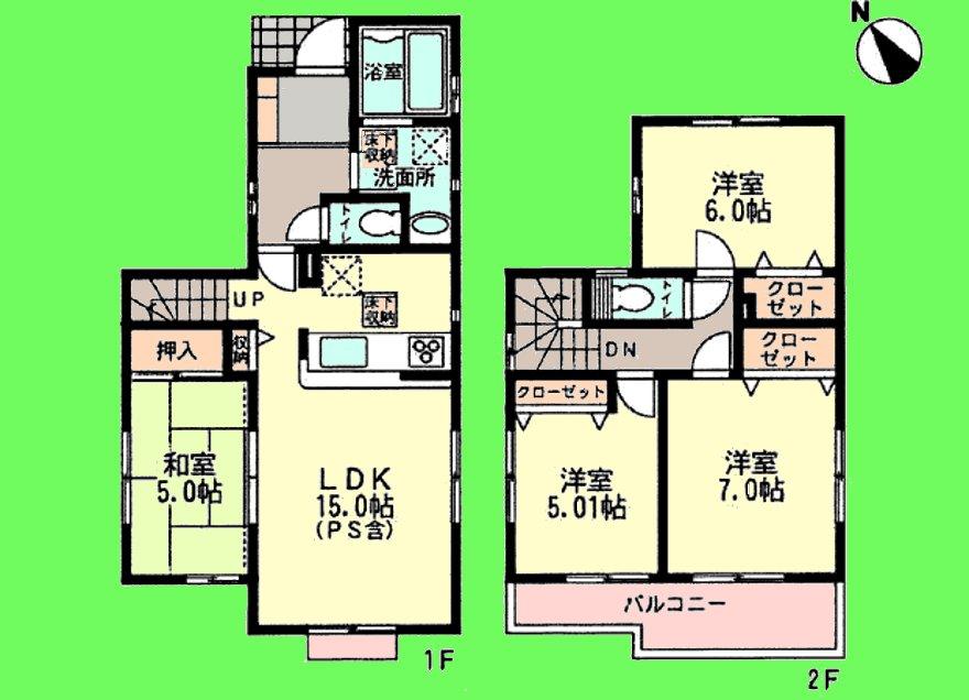 Floor plan. (1 Building), Price 33,900,000 yen, 4LDK, Land area 109 sq m , Building area 92.74 sq m