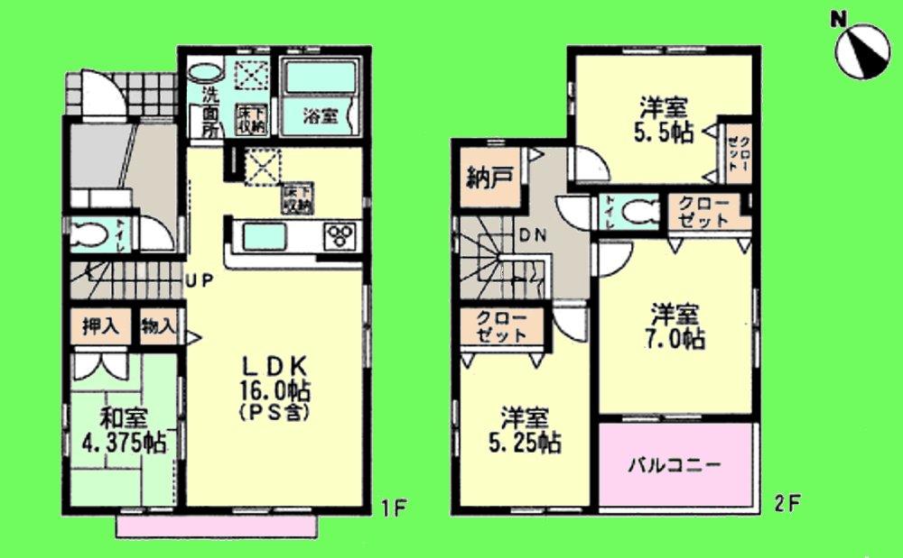 Floor plan. (3 Building), Price 34,800,000 yen, 4LDK, Land area 109 sq m , Building area 94.6 sq m