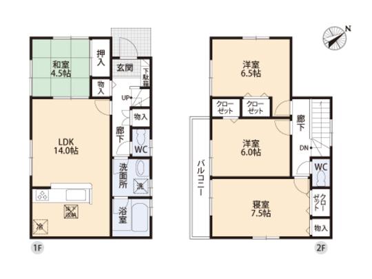 Floor plan. 34,800,000 yen, 4LDK, Land area 126.61 sq m , Building area 90.72 sq m floor plan
