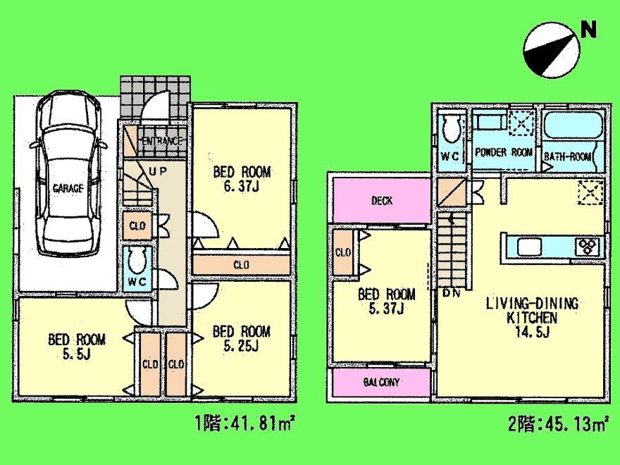 Floor plan. (1 Building), Price 27,800,000 yen, 4LDK, Land area 79.82 sq m , Building area 86.94 sq m