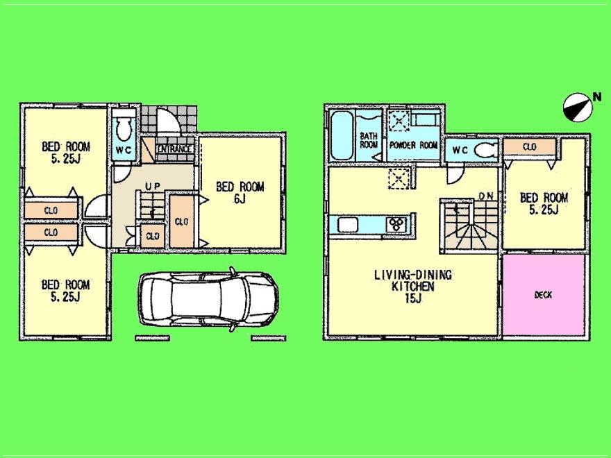 Floor plan. (Building 2), Price 29,800,000 yen, 4LDK, Land area 72.86 sq m , Building area 88.59 sq m