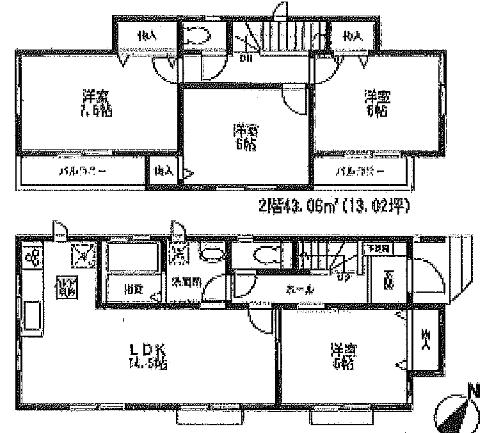 Floor plan. 26,800,000 yen, 4LDK, Land area 115.27 sq m , Building area 94.4 sq m