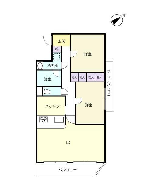 Floor plan. 2LDK, Price 18.3 million yen, Occupied area 54.69 sq m , Balcony area 7.03 sq m