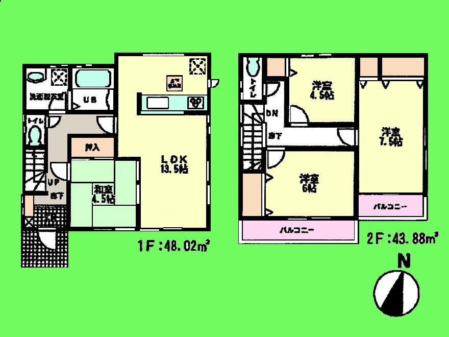 Floor plan. (3 Building), Price 34,800,000 yen, 4LDK, Land area 110.92 sq m , Building area 91.9 sq m