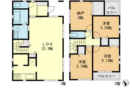 Floor plan. 36,800,000 yen, 4LDK, Land area 102.42 sq m , Building area 103.52 sq m LDK 22 quires more, It is very convenient and spacious there is also a housekeeping room.