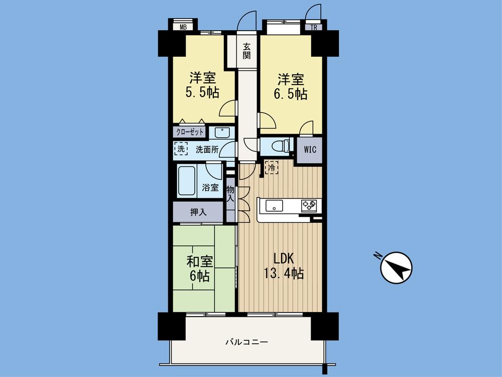 Floor plan. 3LDK, Price 26.2 million yen, Occupied area 71.81 sq m , Balcony area 11.4 sq m floor plan