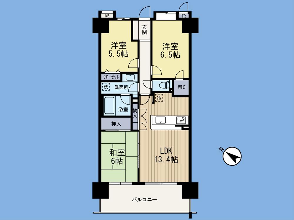 Floor plan. 3LDK, Price 26.2 million yen, Occupied area 71.81 sq m , Balcony area 11.4 sq m floor plan