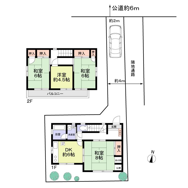 Floor plan. 14.8 million yen, 4DK, Land area 102.02 sq m , Building area 74.36 sq m