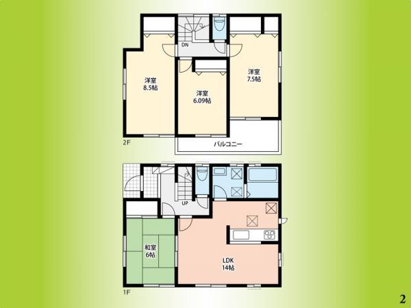 Floor plan. 34,800,000 yen, 4LDK, Land area 110.91 sq m , Building area 98.53 sq m