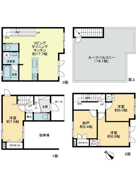 Floor plan. 3LDK + S (storeroom), Price 34,800,000 yen, Footprint 108.59 sq m