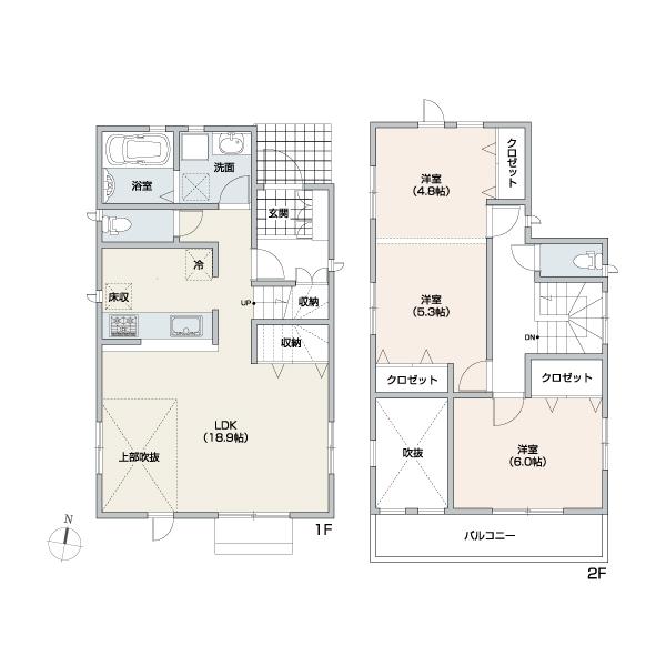 Floor plan. (No.6 compartment), Price 35,800,000 yen, 3LDK, Land area 100.4 sq m , Building area 86.94 sq m