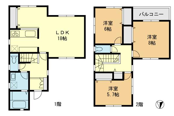 Floor plan. 29,800,000 yen, 3LDK, Land area 127.99 sq m , Building area 96.04 sq m