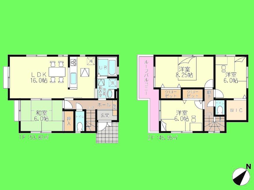 Floor plan. (Building 2), Price 24,800,000 yen, 4LDK, Land area 131.97 sq m , Building area 99.77 sq m