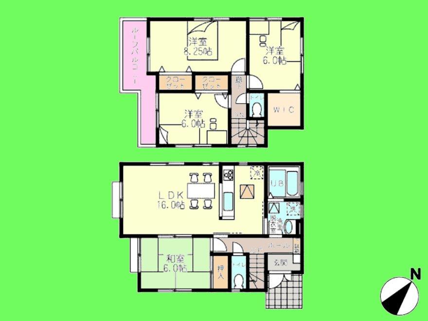 Floor plan. (6 Building), Price 25,800,000 yen, 4LDK, Land area 131.69 sq m , Building area 99.77 sq m